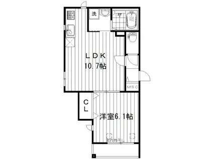 ラ ぺジーブル(1LDK/2階)の間取り写真