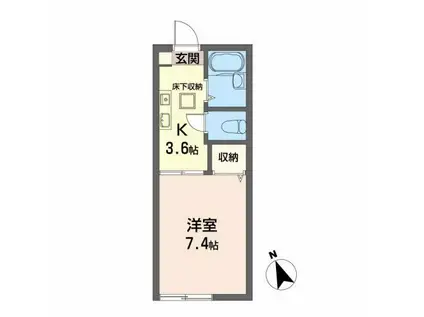 イースト・アレイ(1K/1階)の間取り写真