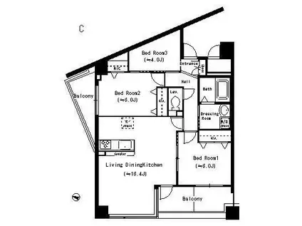 YS COURT三保(3LDK/3階)の間取り写真