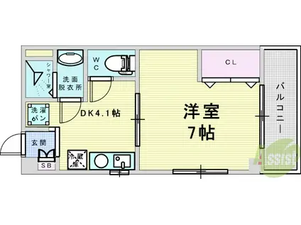 EST1小野原(1DK/1階)の間取り写真