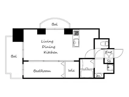 LUXE東三国(1LDK/10階)の間取り写真