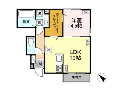 D-ROOMリバーサイド101(1LDK/1階)の間取り写真