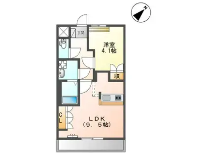 メルヴェーユ(1LDK/1階)の間取り写真