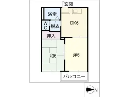 グリーンコーポヤマブン(2DK/2階)の間取り写真