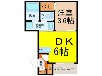 ハーモニーテラス中野本町II(1DK/3階)の間取り写真