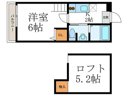 ロフティ下長者町(1K/1階)の間取り写真