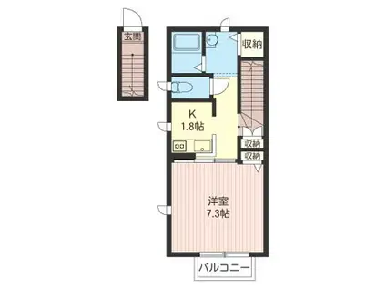 東京メトロ丸ノ内線 中野富士見町駅 徒歩6分 2階建 築21年(1K/2階)の間取り写真