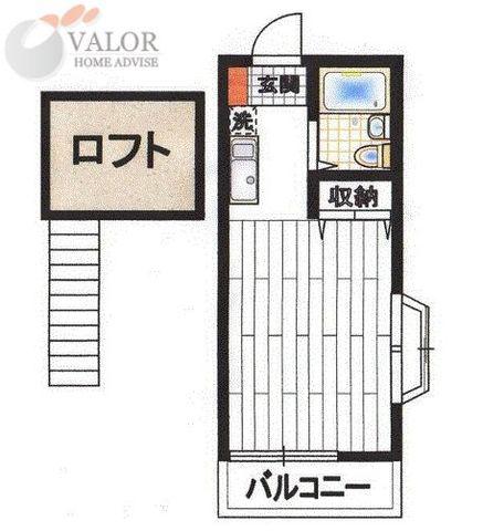 和幸ハイツ(ワンルーム/2階)の間取り写真