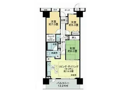 ソラネットシティ(3LDK/5階)の間取り写真