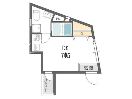 ドゥエリング千林大宮(ワンルーム/3階)の間取り写真