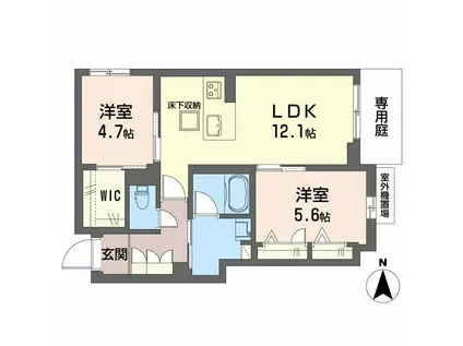 シャーメゾン香芝ワイケイ(2LDK/1階)の間取り写真