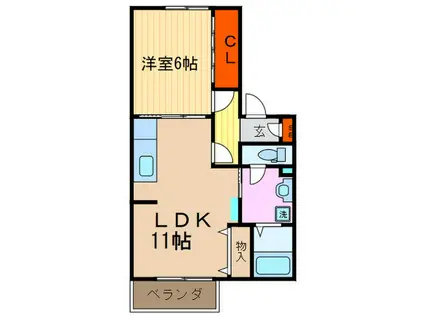 コージーコートぜん(1LDK/2階)の間取り写真