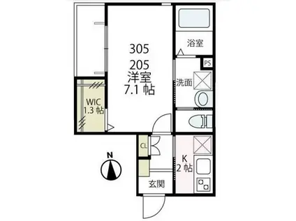 プレジオ高津(1K/2階)の間取り写真