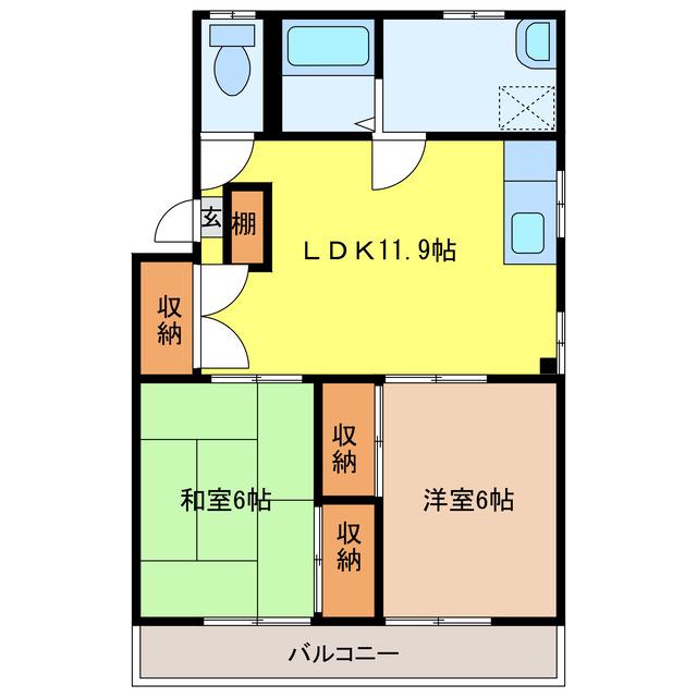 KSマンション(2LDK/2階)の間取り写真