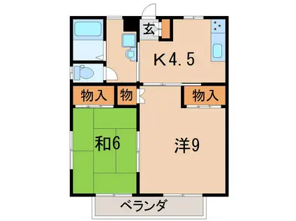 イーストM(2K/1階)の間取り写真