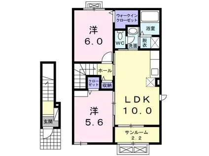 ビラシャルマンS(2LDK/2階)の間取り写真
