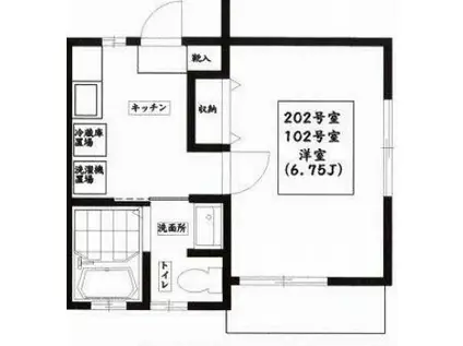 PARK NAKAHARA(1K/1階)の間取り写真