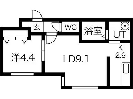 トライバルスペース発寒南(1LDK/1階)の間取り写真