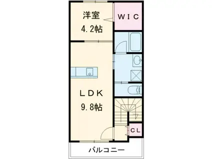 ヒッポ阿方 B棟(1LDK/2階)の間取り写真