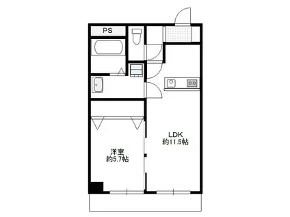 スリーゼ中島東リバープレイス(1LDK/1階)の間取り写真