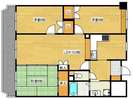 ブリリアンドゥメール(3LDK/1階)の間取り写真