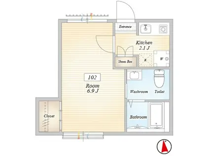 JTレジデンス府中壱番館(1K/1階)の間取り写真