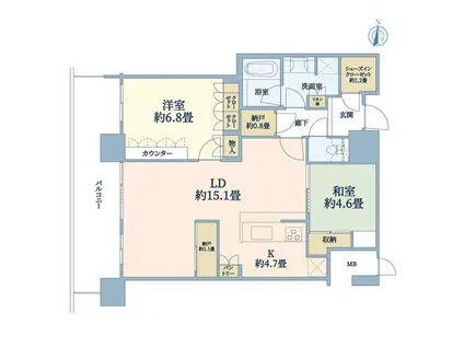 パークシティ武蔵小杉ミッドスカイタワー(2LDK/43階)の間取り写真