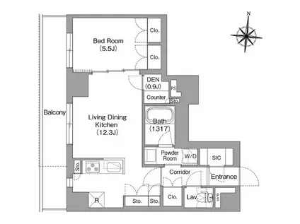 プラネソシエプラス旗の台(1LDK/5階)の間取り写真