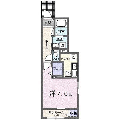 カルム古市橋(1K/1階)の間取り写真