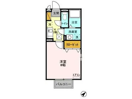 ファインユース(1K/2階)の間取り写真