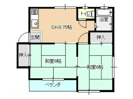 メゾンクラスタ(2DK/2階)の間取り写真