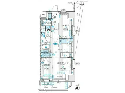 デュオステージ相模大野(2LDK/4階)の間取り写真