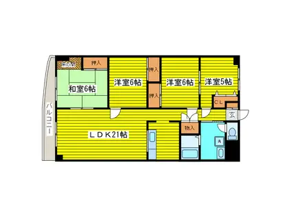 リベル元町(4LDK/7階)の間取り写真