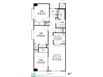 TS GARDEN横浜岸根公園(3LDK/3階)の間取り写真