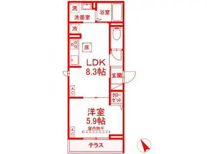 DS BLESS横須賀I(1LDK/1階)の間取り写真