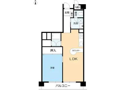 岡本パークマンション(1LDK/1階)の間取り写真