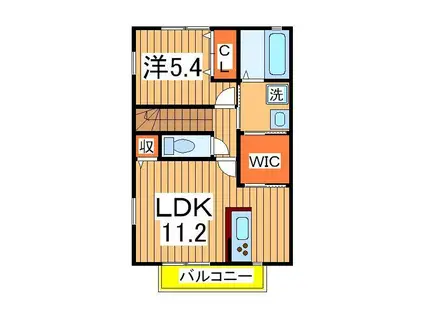 ハピエルⅡ(1LDK/2階)の間取り写真