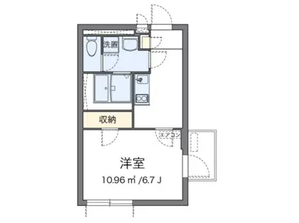 クレイノソラーナイクラ(1K/3階)の間取り写真