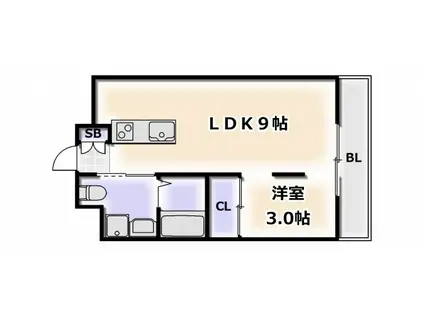 アイボリーポワント難波ウエスト(1LDK/6階)の間取り写真