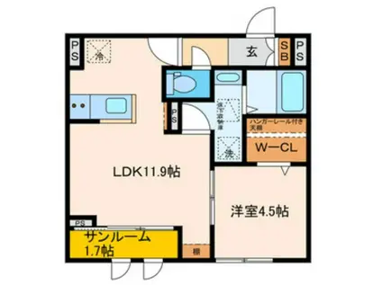 パセオプラシード連坊(1LDK/1階)の間取り写真