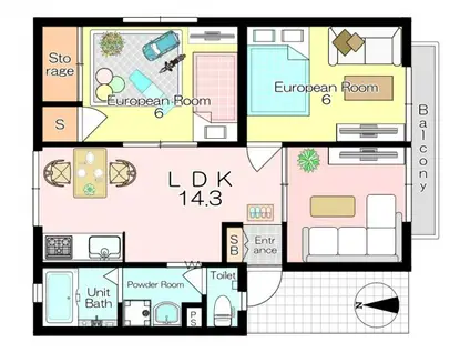 宮前ハイツ(2LDK/1階)の間取り写真