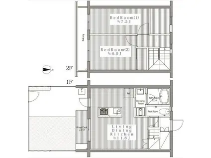 駒込ガーデンテラス(2LDK/1階)の間取り写真