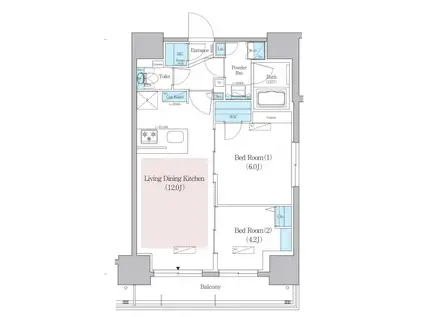 アーバネックス蔵前レジデンス(2LDK/14階)の間取り写真