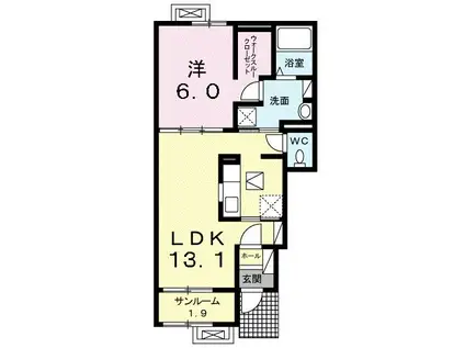 あおいII(1LDK/1階)の間取り写真