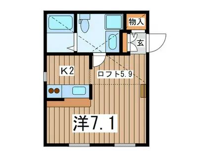 プリマ参番館(ワンルーム/2階)の間取り写真