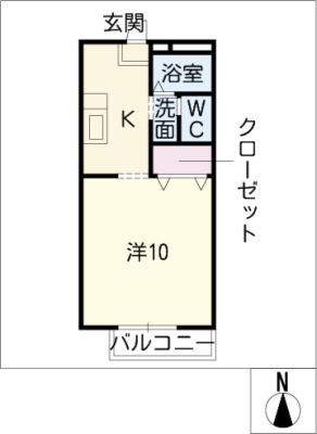 エトワール代官町(ワンルーム/2階)の間取り写真