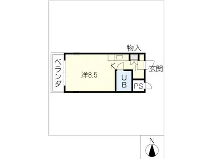 GRAND VIEW 大池(1K/2階)の間取り写真