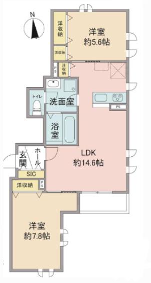 ウィステリア ヴィレッジ(2LDK/1階)の間取り写真