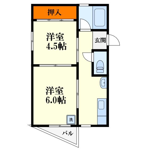 石原マンション(2DK/3階)の間取り写真