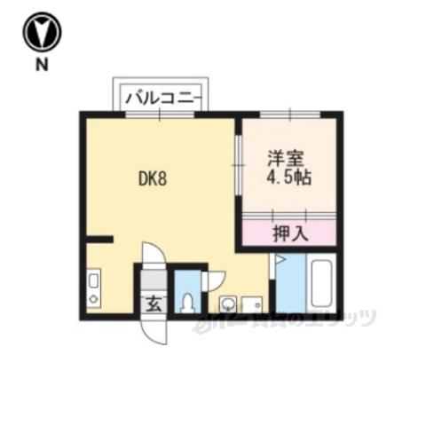 グリーンヴェール大徳寺(1DK/2階)の間取り写真